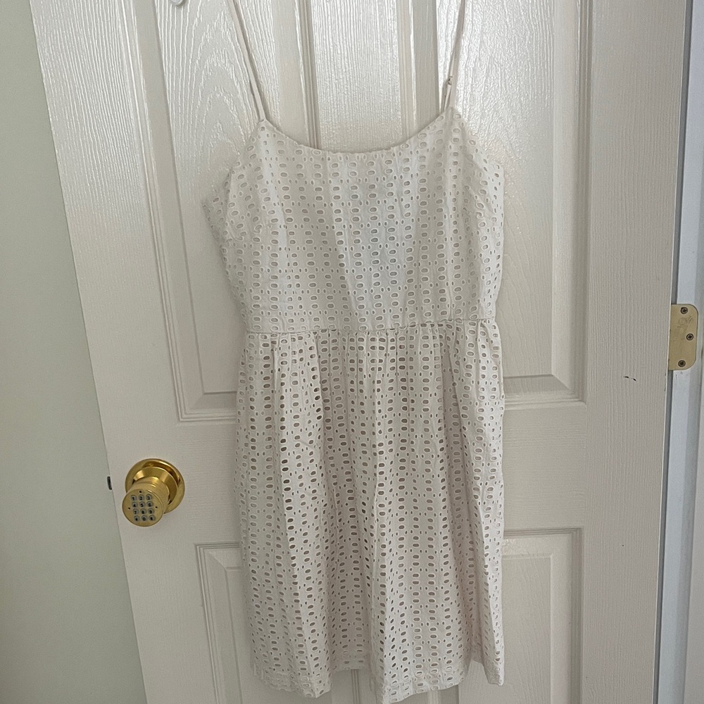LOFT White Eyelet Spaghetti Strap Mini Dress